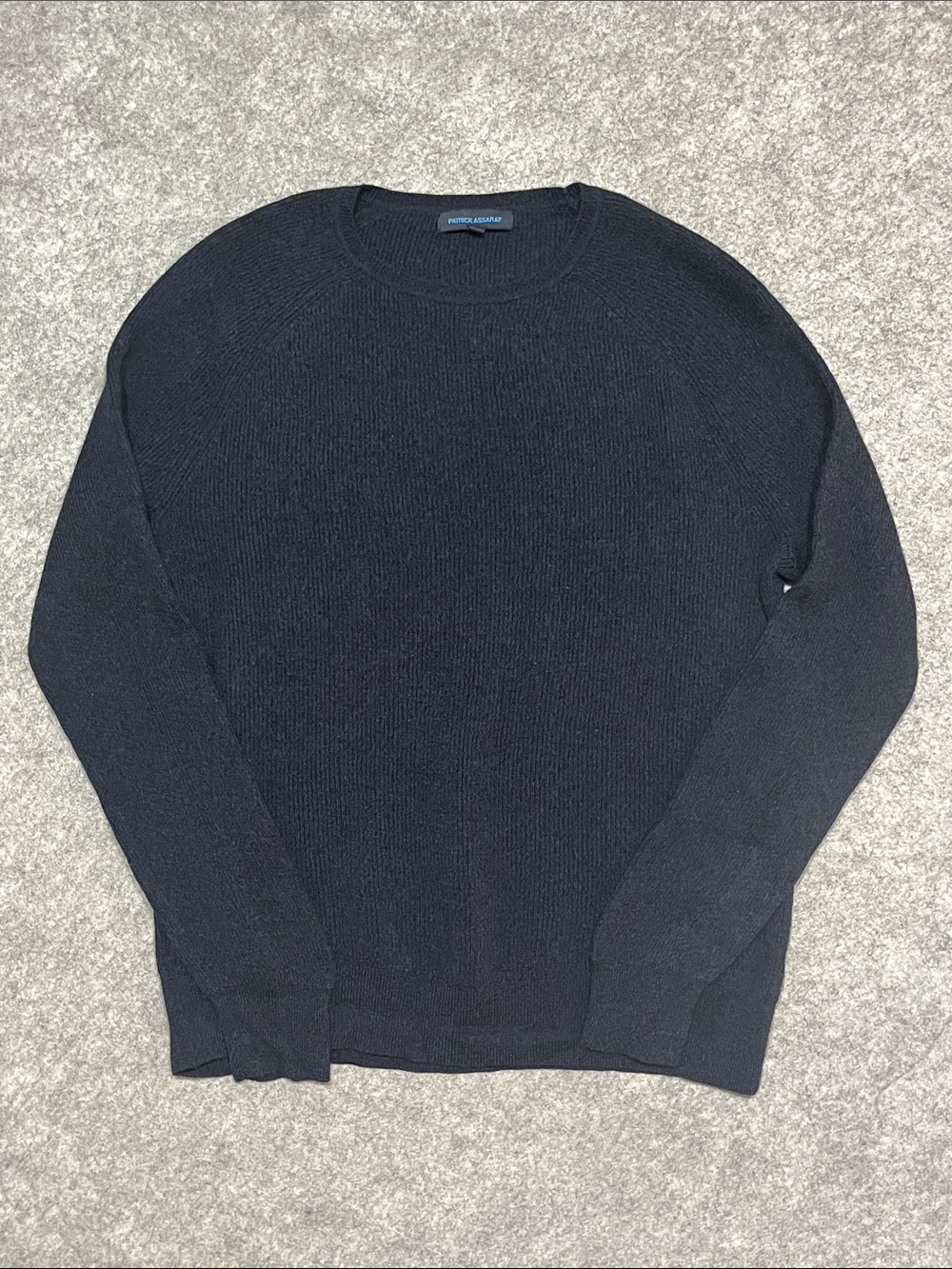 Patrick Assaraf Classic Navy Blue and Black Crewneck Sweater